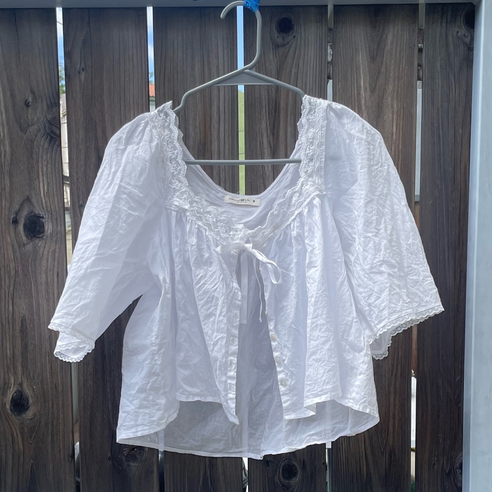 Natural Life White Cotton Lace Blouse - Picture 4 of 10
